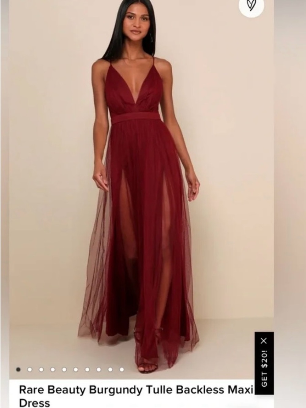 Lulus Women's Burgundy and Red Bridesmaid Wedding Formal Dress Size large